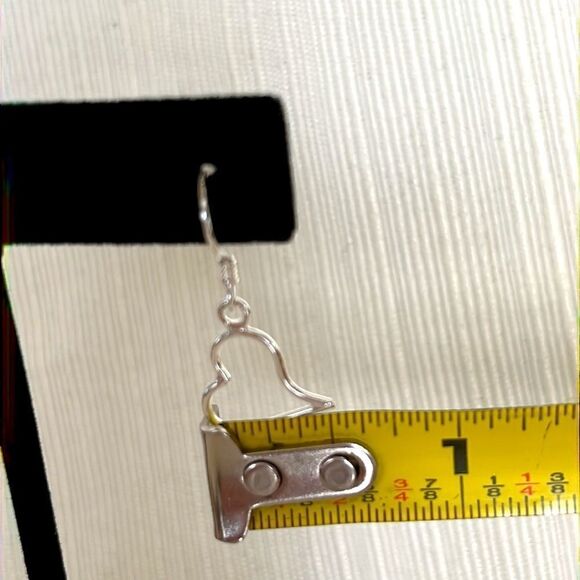 Set of Lovely Silver-Tone Heart Simple Timeless Dangle Earrings - Picture 5 of 5